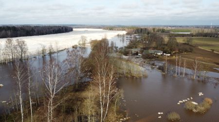 Plūdi Krustpils pagasta Klauģos un Peņigās - 1.marts