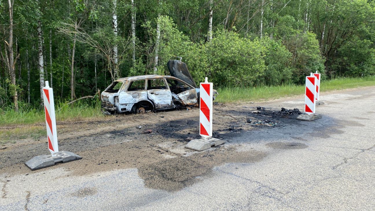 Jēkabpils novadā deg automašīna un koks