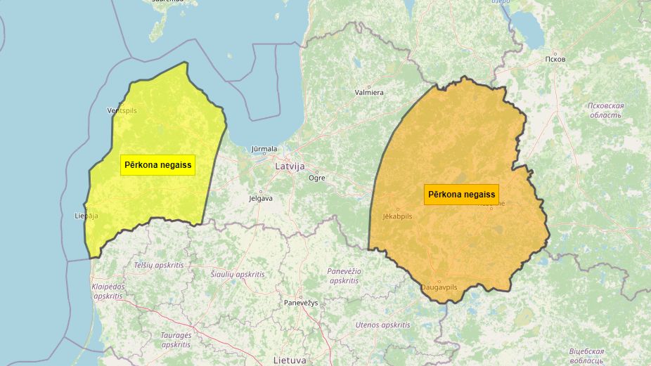 Izsludināts oranžais brīdinājums